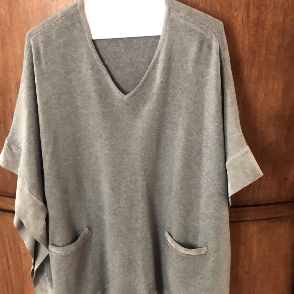 Calvin Klein poncho with pseudo suede trim